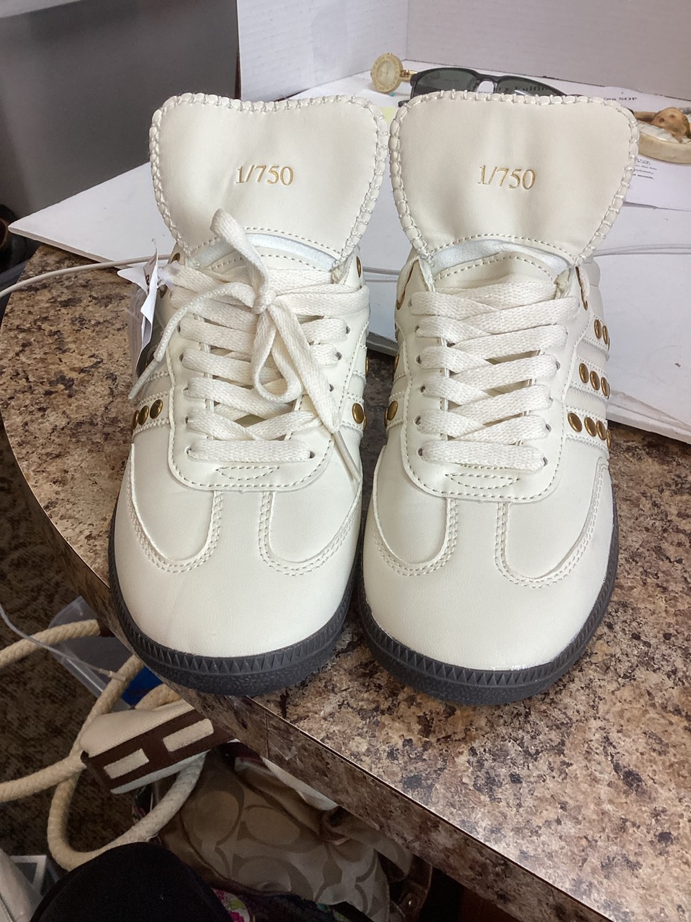NWT Women’s Adidas Wales Bonner Samba Studded Sneakers Cream/ White 7.5 - Picture 8 of 8